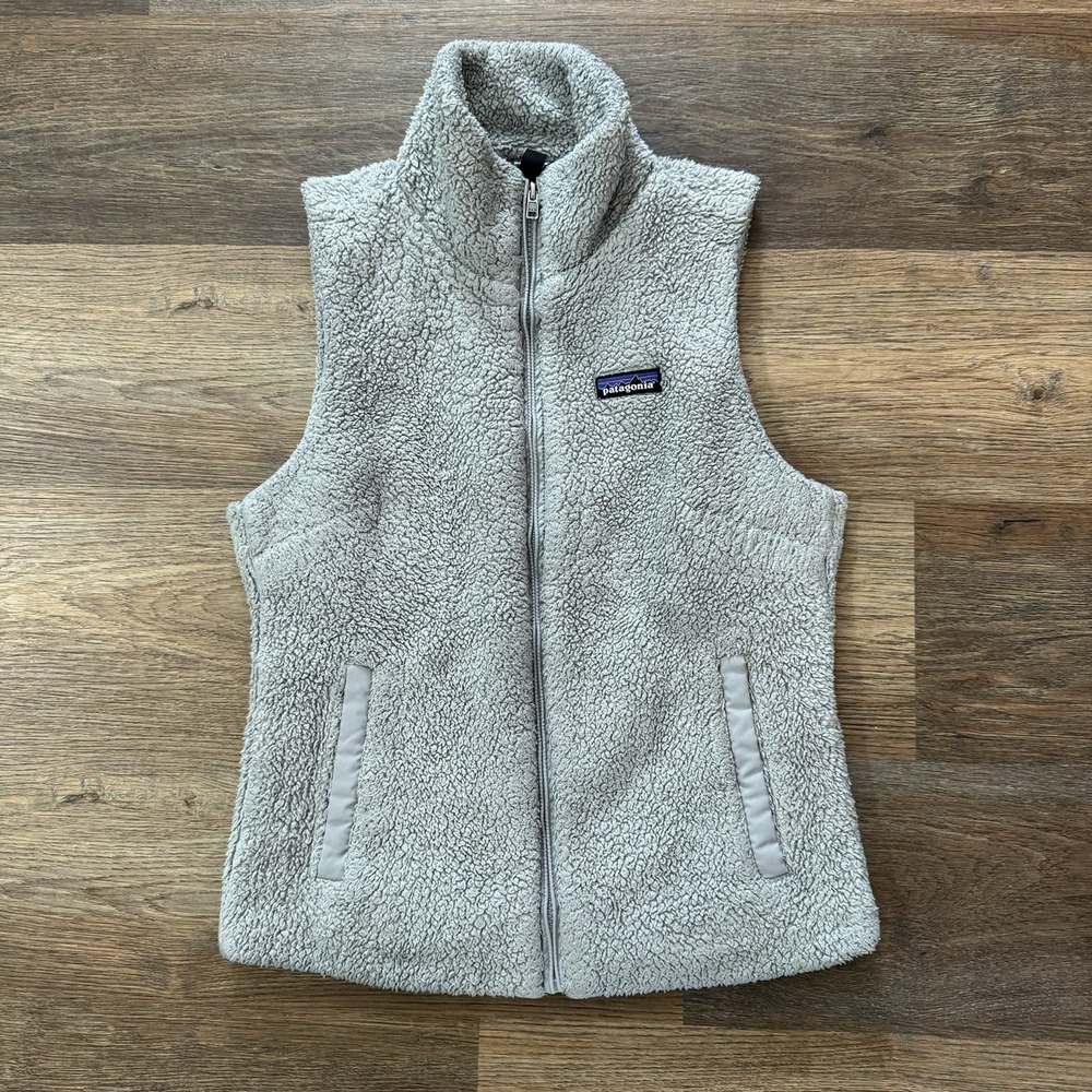 Patagonia Women's Los Gatos Gray Sherpa Fuzzy Vest Sz S Gorpcore Hiking - Picture 2 of 8